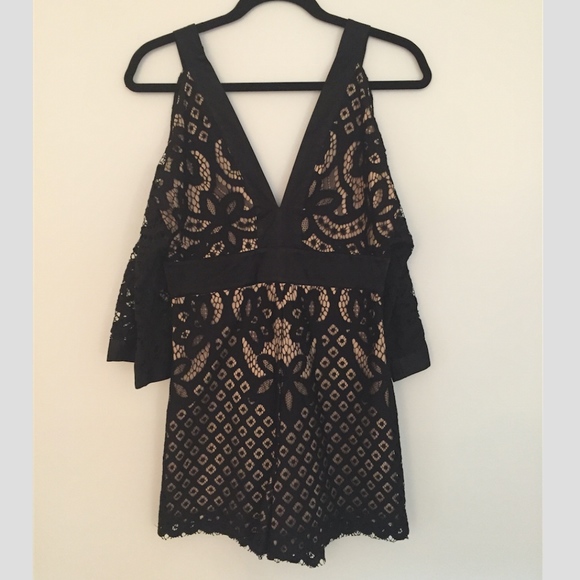 Urban Outfitters Dresses & Skirts - Black Lace Cold Shoulder Romper